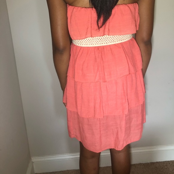 STRAPLESS ORANGE DRESS - Picture 3 of 6